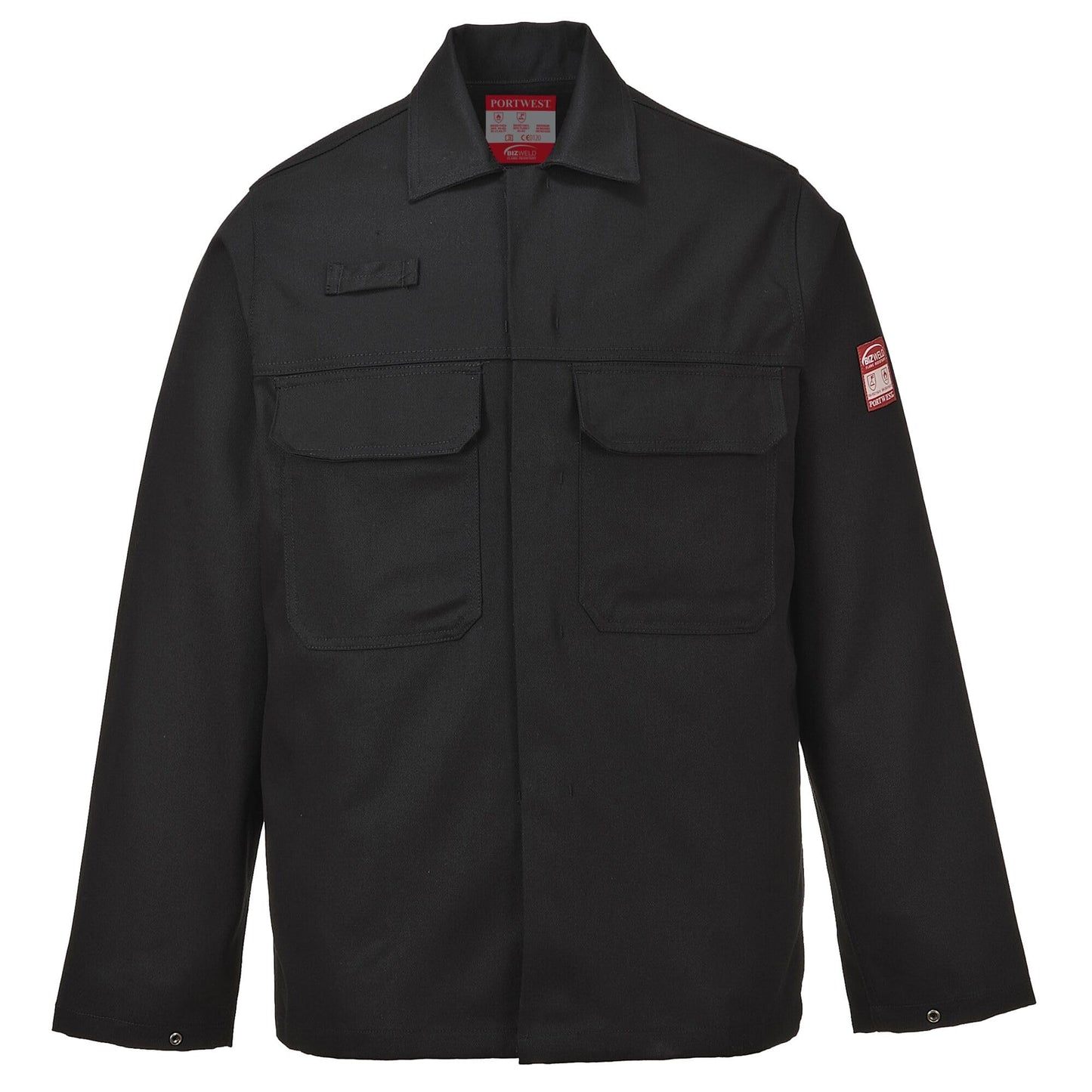 Portwest BIZ2 Mens Heat and Flame Resistant Welding Jacket Bizweld FR Protective Work Coat Durable Workwear Black, Medium