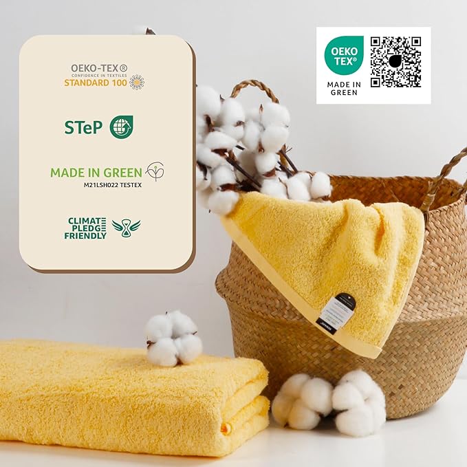 SEMAXE Yellow Bath Towel, 100% Cotton Towel