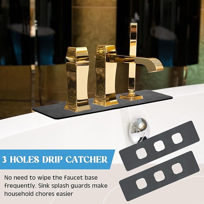 Tioncy 2 Pcs 3 Hole Faucet Mat for Kitchen Sink Kitchen Faucet Absorbent Mat
