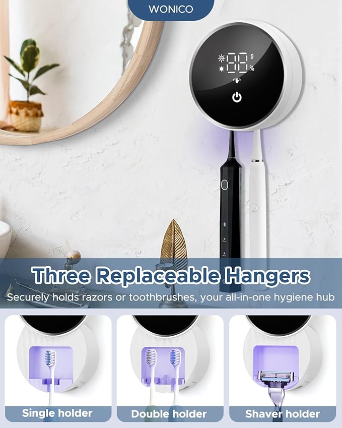 Toothbrush Holders for Bathroom, WONICO Toothbrush Sanitizer Holder, Tooth