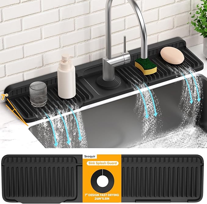 24'' Longer Faucet Mat for Kitchen Sink Splash GuardKitchen Sink Faucet Mat