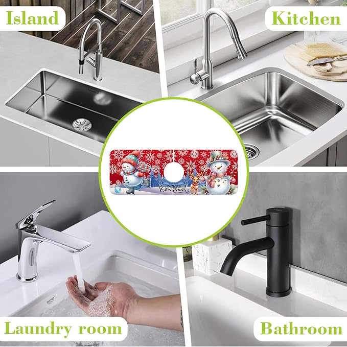 Chrismas Sink Splash Guard Faucet Mat Christmas Absorbent Fast Drying Mat Sink