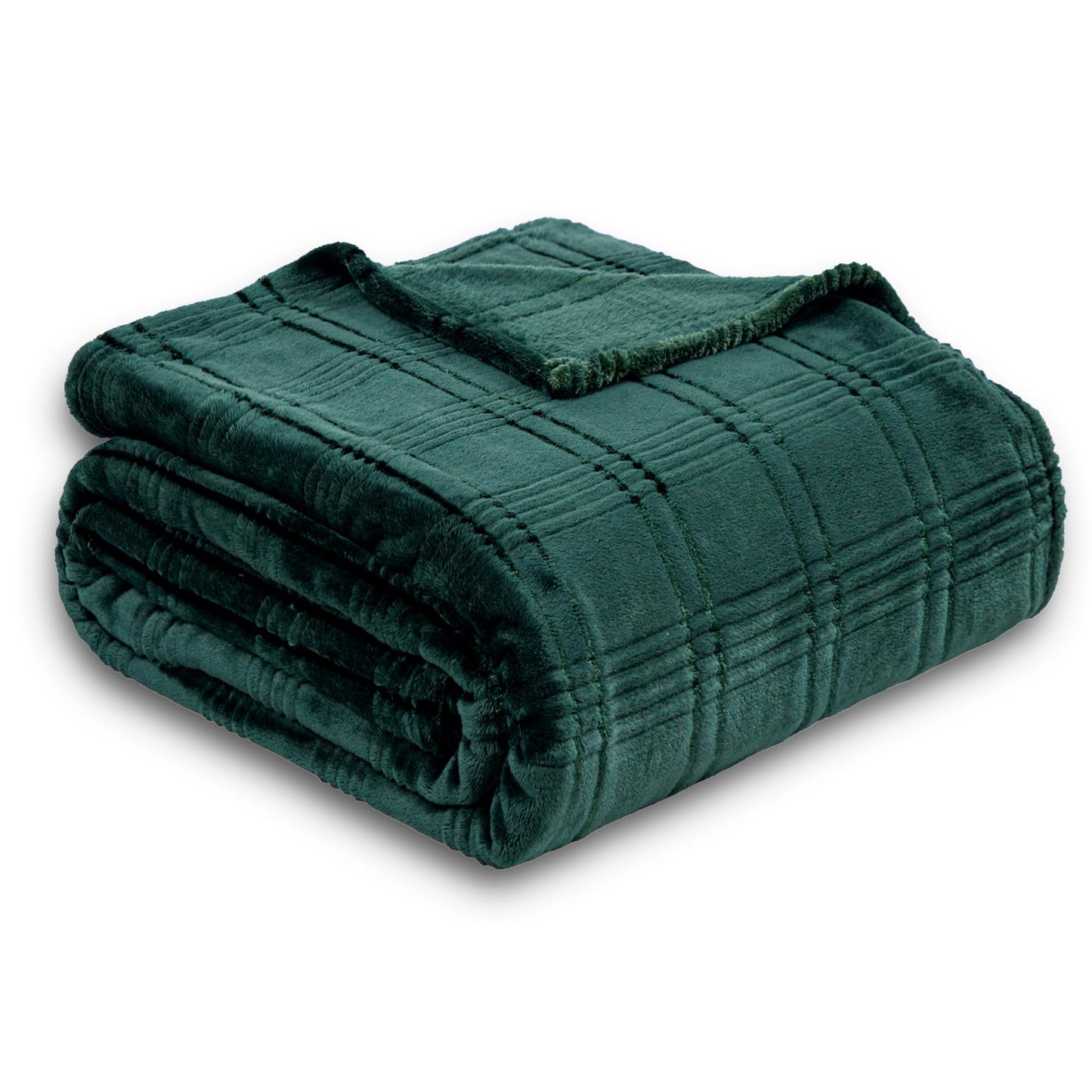 Serenhom Soft Cozy Plaid Fleece Twin Siz Blanket, 60x80 Inches – 3D Jacquard Diamond Design, Lightweight Blanket for Couch, Sofa, Camping & Travel, Forest Green