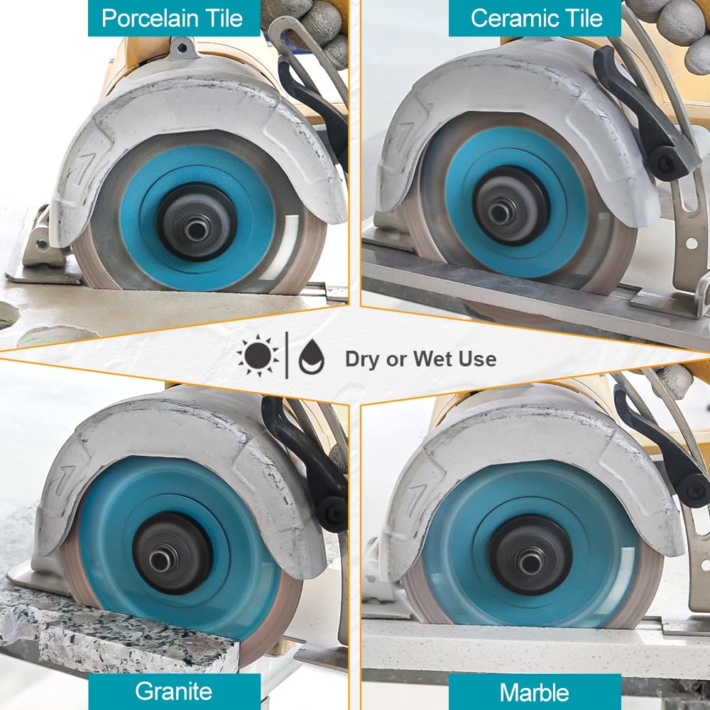EXFEIN Tile Hole Saw Kit 15pcs - Diamond Core Drill Bits(1/4"-5") + 2pcs 4.5" Tile Blades + SDS Adapter for Ceramic Porcelain Marble