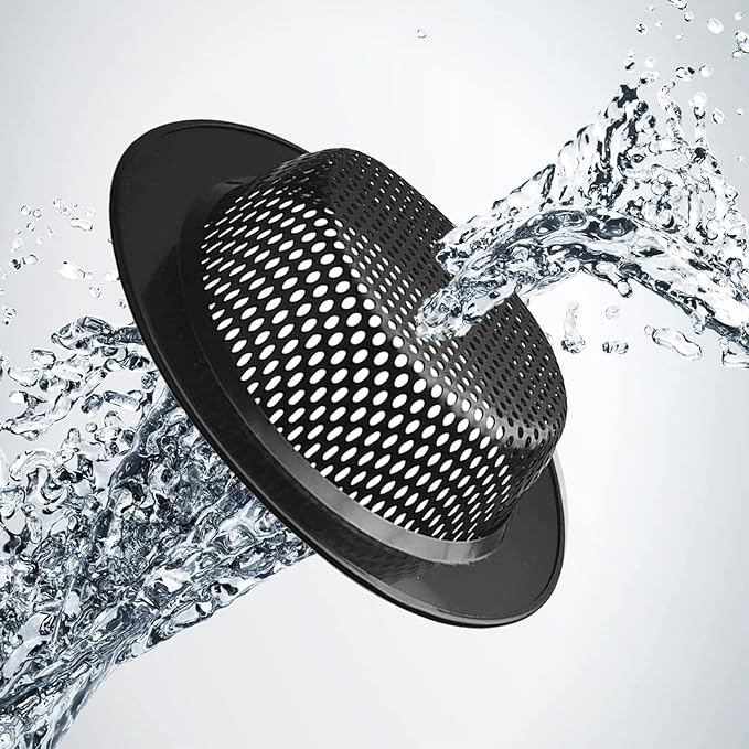 2 Pcs Black Stainless Steel Mesh Sink Drain Strainer, 4.5" Top / 3" Kitchen