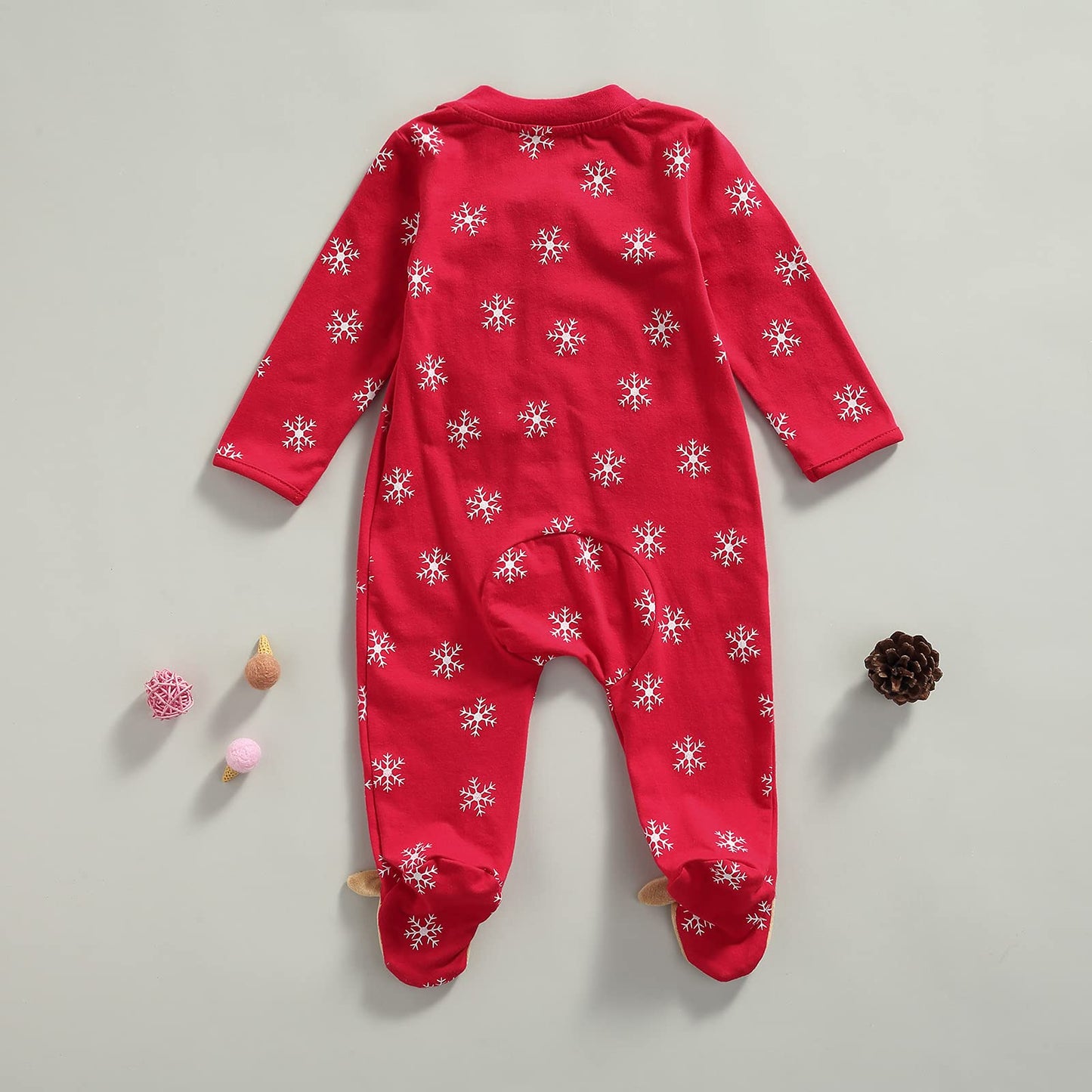 One opening Newborn Baby Boy Girl Zipper Footies Pajamas Pjs Ribbed Solid Long Sleeve Romper Jumpsuits Footed Sleep and Play (A Christmas snow, 3-6 months)