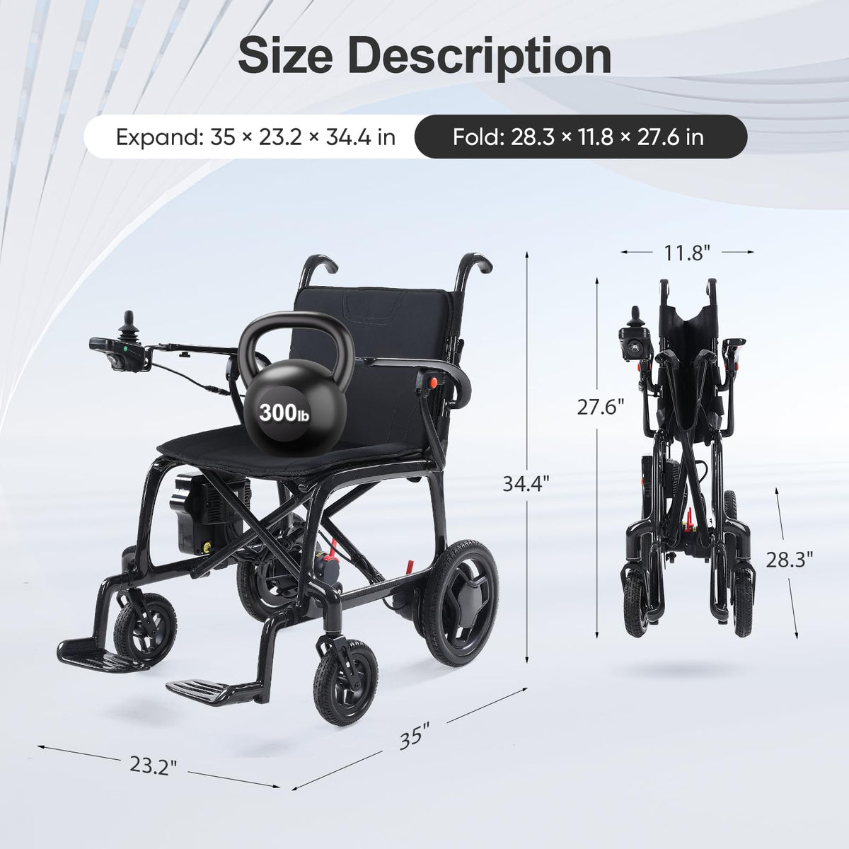 22lbs Lightweight Electric Wheelchair – Carbon Fiber Remote Control Wheelchair with Dual Batteries, Foldable Electric Wheelchair for Adults, Airline Approved for Travel and Daily Use