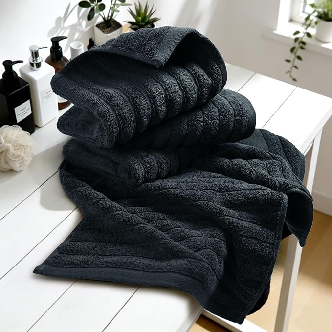 Jacquotha 4-Pack Bathroom Hand Towels Ribbed – Guest Room & Spa Premium Cotton