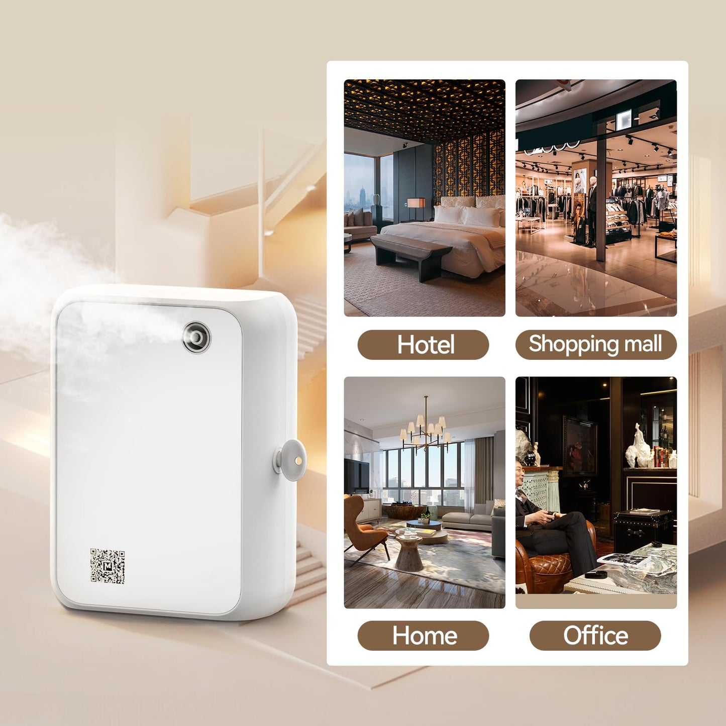 Smart Aromatherapy Diffuser with Bluetooth,500ml Waterless Essential Oil Diffuser for Whole House,Office,Spa,and Yoga Studio – Timer Function & Quiet Operation, White