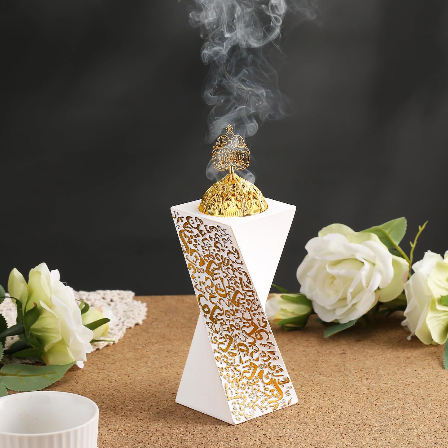 TERSCHELLING White Bakhoor Burner, Charcoal Incense Burner, Frankincense Resin Incense Burner, Incense Burner for Yoga, Spa Aromatherapy,Office & Home Decor Gifts