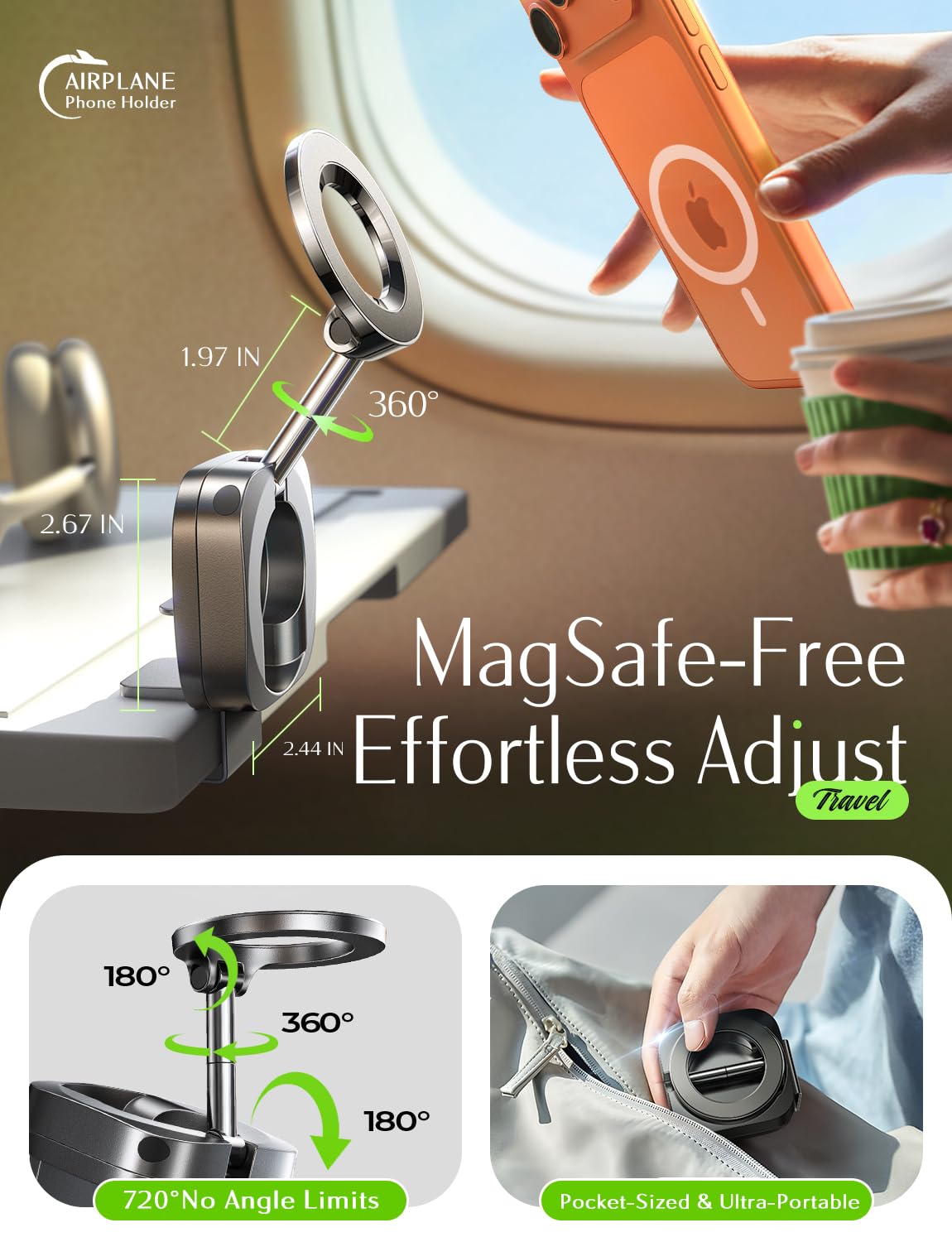 LISEN Airplane Gadgets Travel Europe Vacation Essentials Phone Holder for iPhone 17 MagSafe Travel Accessories Long Flight Must Have Toddler Mini Travels Essentials Kids Women Cruise Essentials