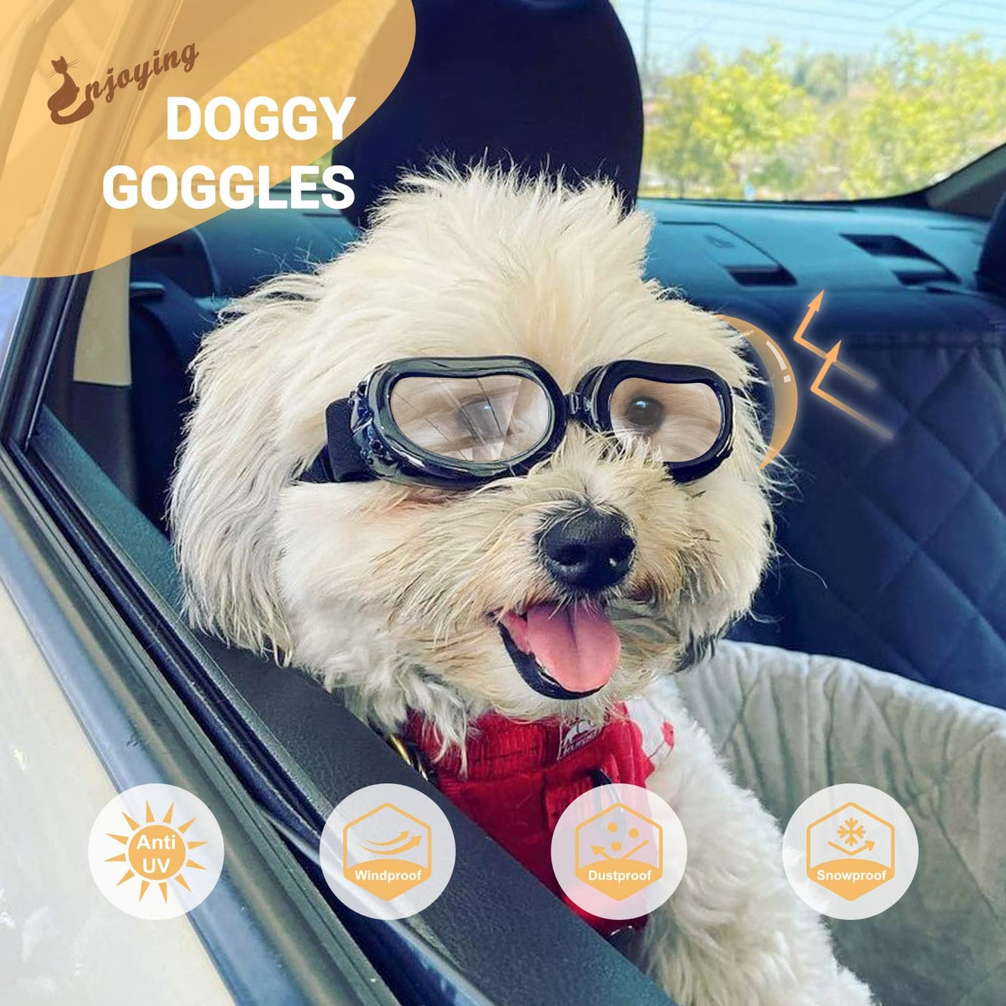 Namsan Dog Glasses, Anti-UV Protective Sunglasses for Small Dogs, Clear