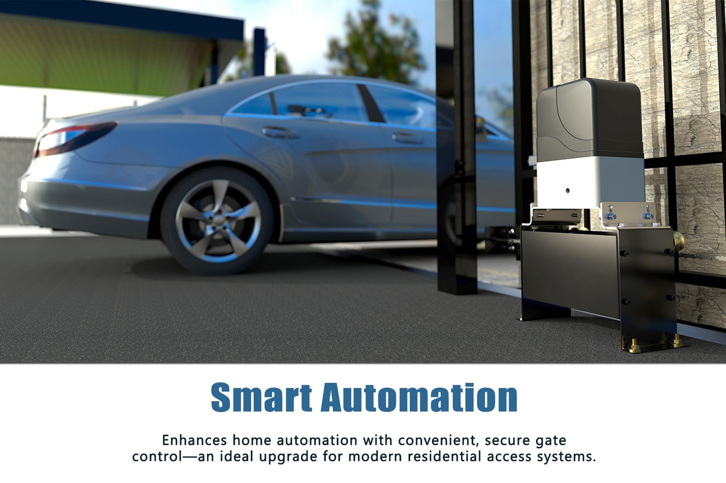 Blütezeit MJ-400 Sliding Gate Opener + WiFi Module + Push Button – 1100lb AC Chain-Drive Gate Motor with Smart App Control & Expanded 433MHz Accessory Support