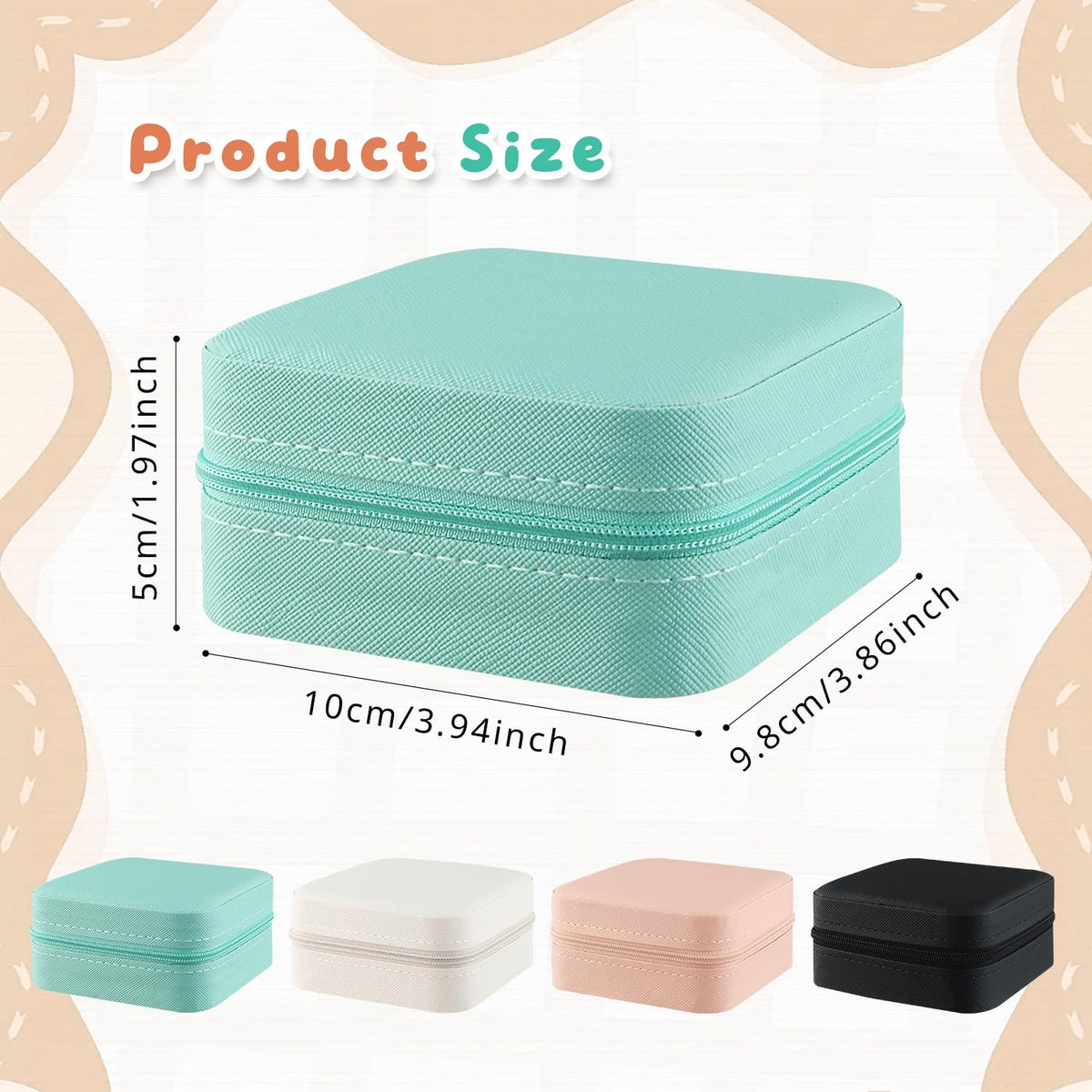 Mirrline 4 Pcs Travel Jewelry Case Small Jewelry Organizer Storage Box Mini Jewelry Travel Case for Women Girl Rings Earrings Necklaces Gifts - 4 Color