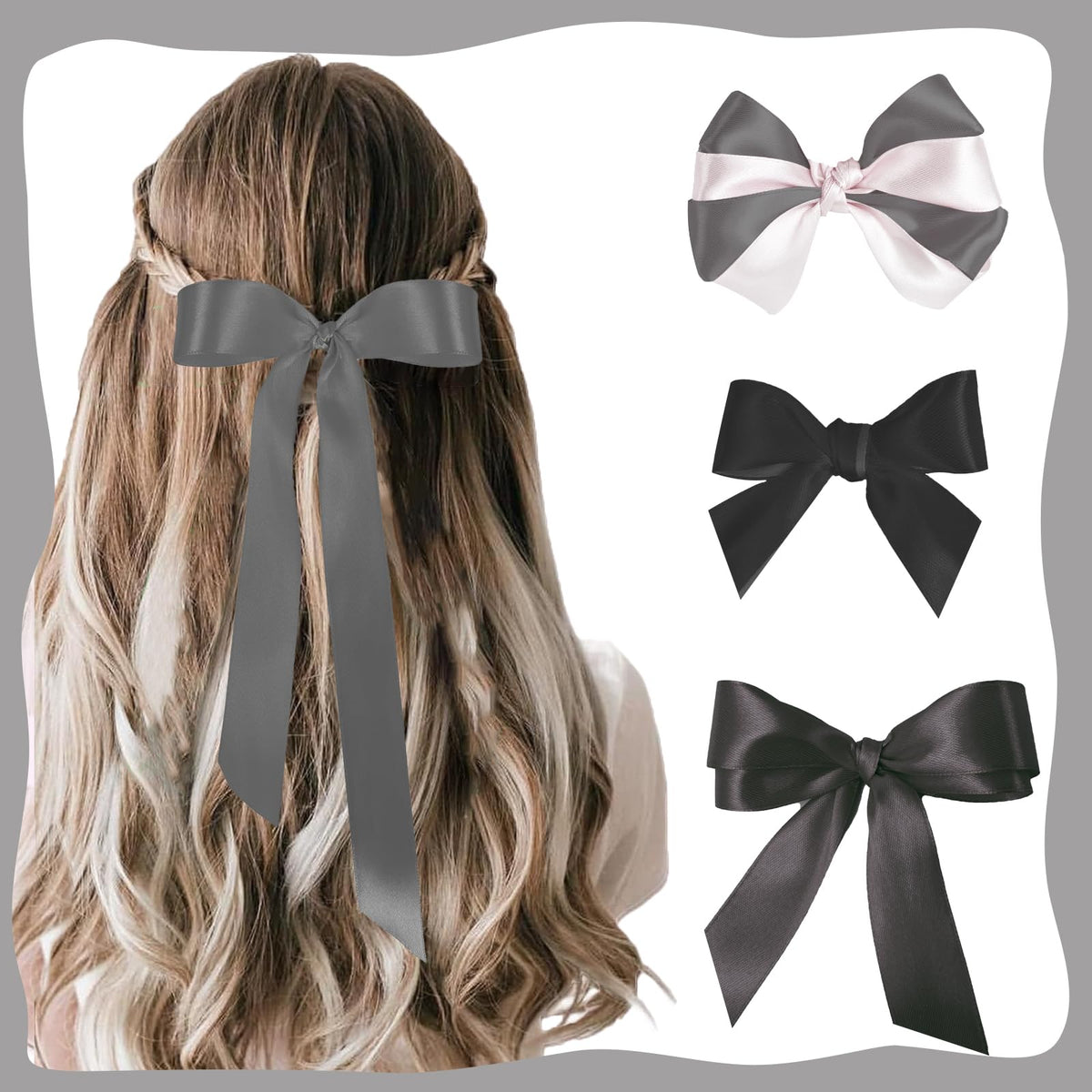 PURREITTI 150 Yards Black Satin Ribbon 1-1/2 Inch 6 Rolls Assortment Ribbons for Crafts Gift Wrapping Flower Bouquet Wedding Invitations Birthday Party Festival Decoration Hair Bows