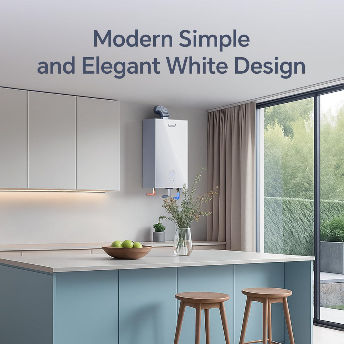 GEN II Ranein Propane Gas Tankless Water Heater, 3.17 GPM, 78,500 BTU Glass Panel Design Indoor On Demand Instant Hot Water Heater with LED Temperature Control Panel