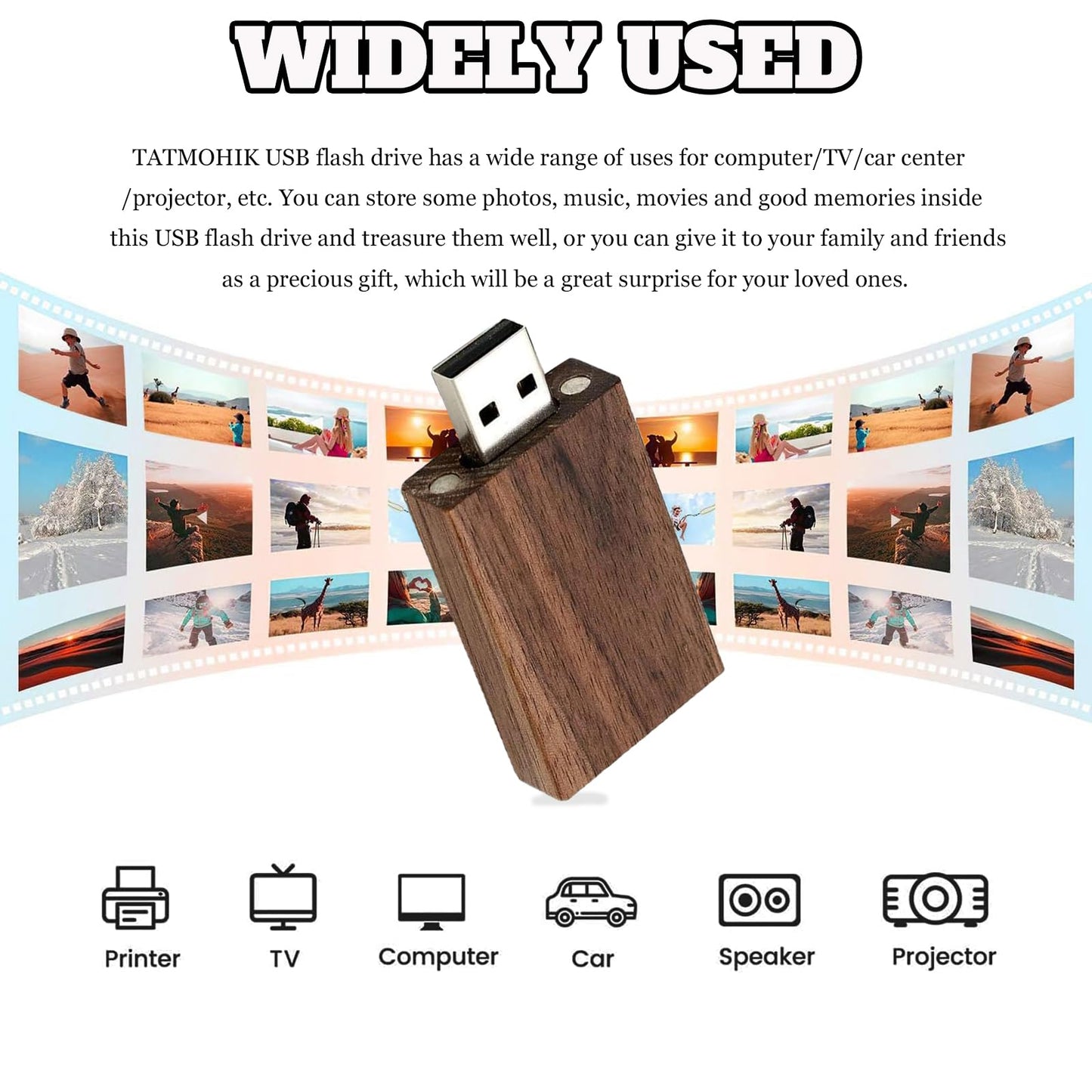32GB USB 3.0 Wedding USB Flash Drive with Wooden Gift Box TATMOHIK Wood Thumb Drive for Storing Photos Walnut Wooden Jump Drive for Keepsakes for Anniversary/Birthday/Photographer/Wedding