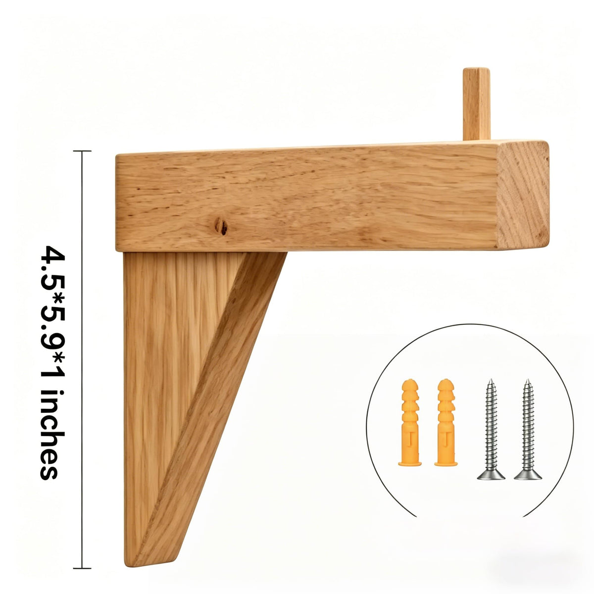Wooden Wall Mount Bracket Hook, Multi Purpose Hanging Plant Pot Holder, Decorative Wood Coat Towel Apron Hanger for Bedroom Bathroom Kitchen Home Decor