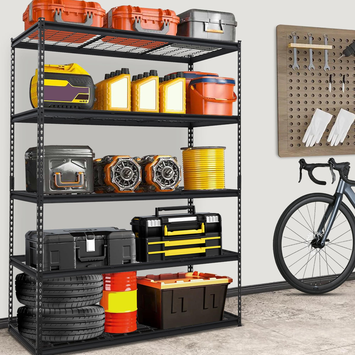 Towallmark Heavy Duty Storage Shelves 60 * 24in, 5 Tier Garage Storage Shelving, Adjustable Metal Storage Shelf Unit, Easy Assemble Garage Storage Shelving