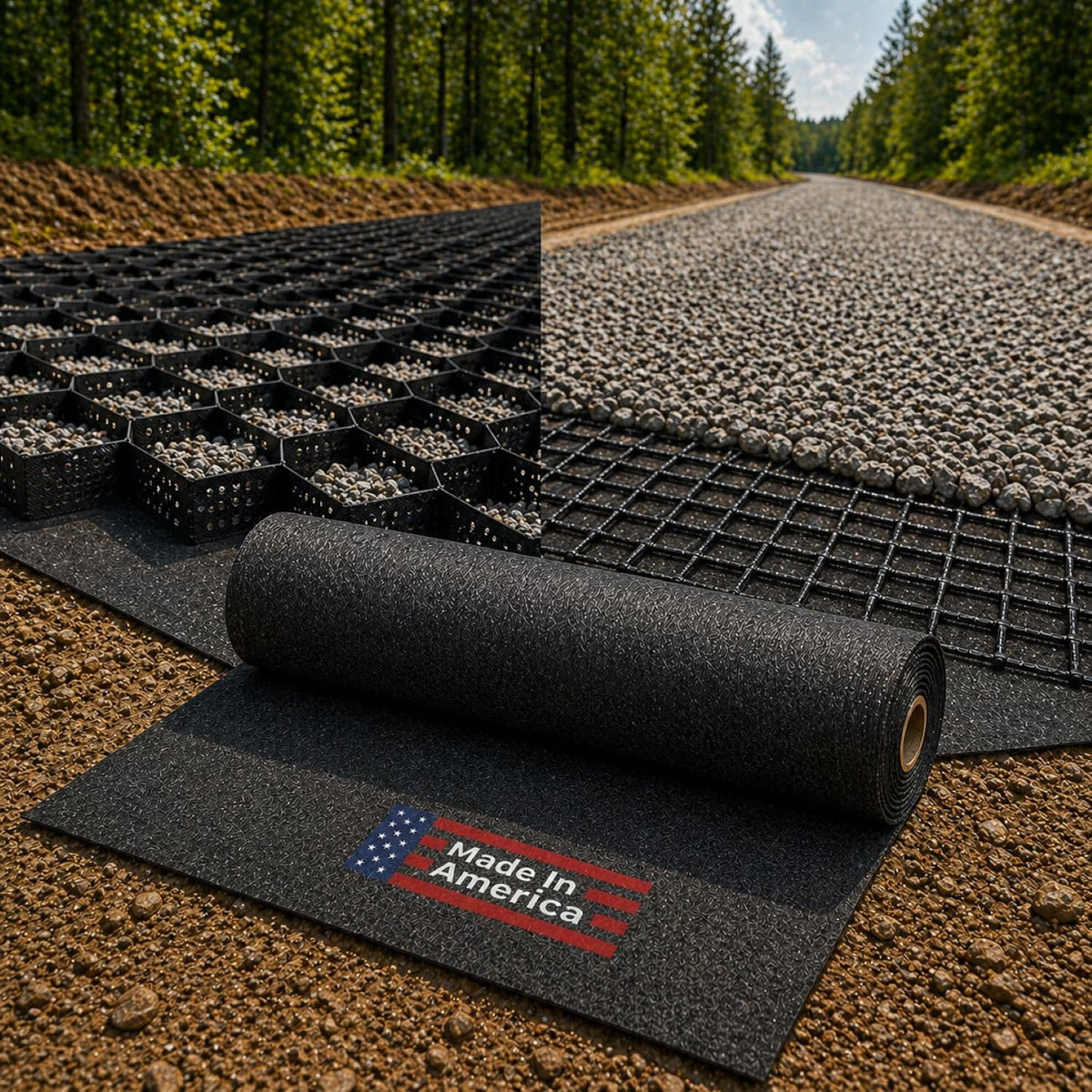Sandbaggy Geogrid & Geocell Underlayment Fabric | Non-Woven Geotextile (8 oz) – Soil Stabilization for Driveways, Roads & Gravel – Erosion Control for Slopes & Walls | USA Made (10 ft x 100 ft Roll)