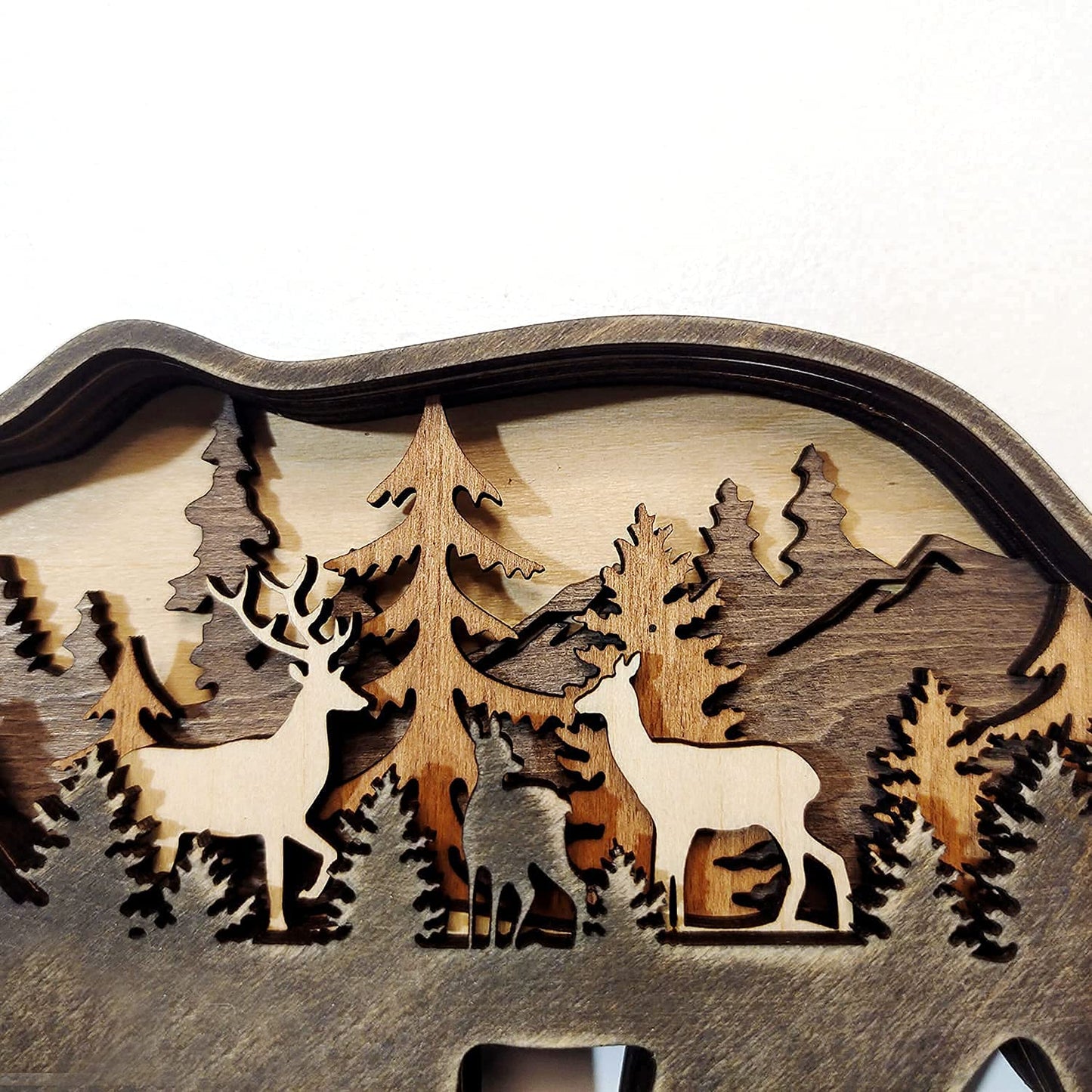 Zagxuade Wooden Brown Bear Decor with Light, Forest Animals Table Decor, Wooden Knick Knacks Decorations for Home
