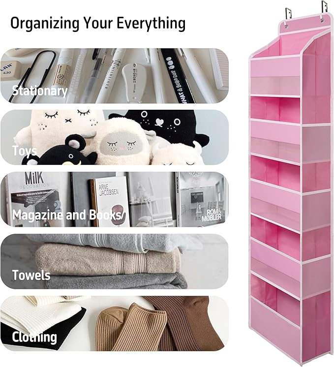 Over Door Organizer with 5 Large Pockets, Heavy Duty Hanging Organizer Storage