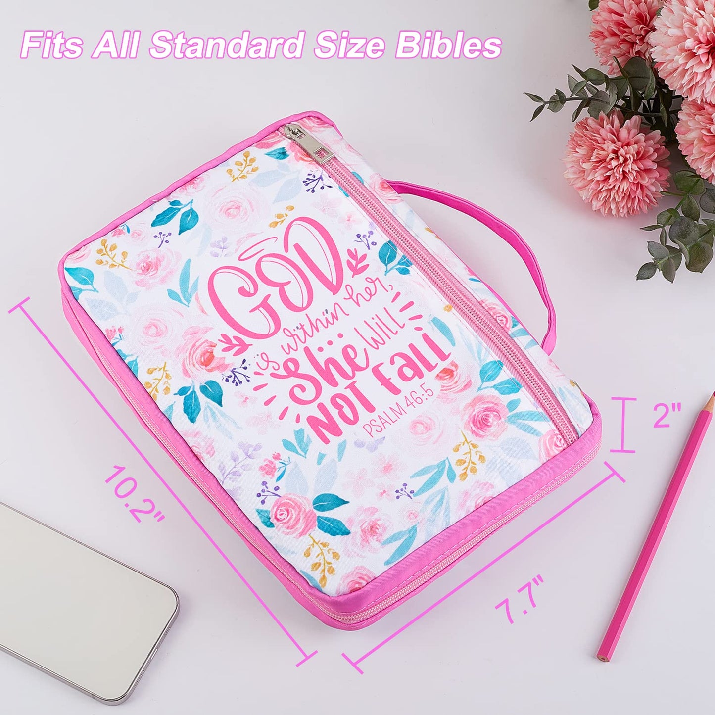 ICOSY Bible Cover Case for Women Girls Kids Bible Bag Case with Handle Kids Girls Bible Study Accessories Supplies