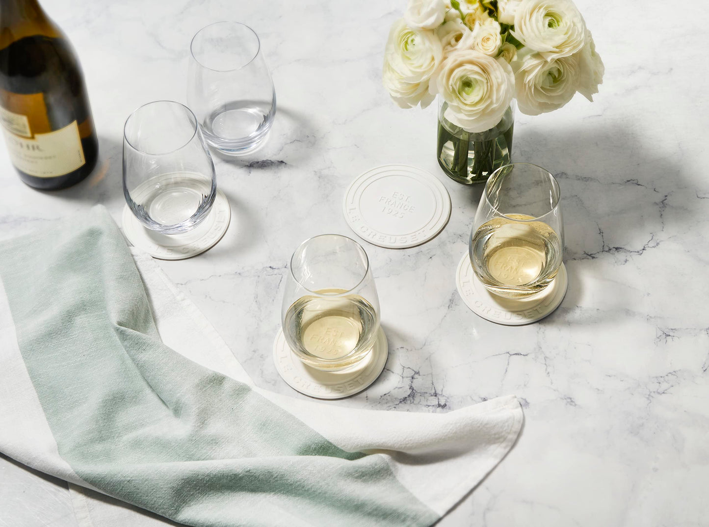 Le Creuset Silicone Coasters (est. 1925), Set of 4, Sea Salt