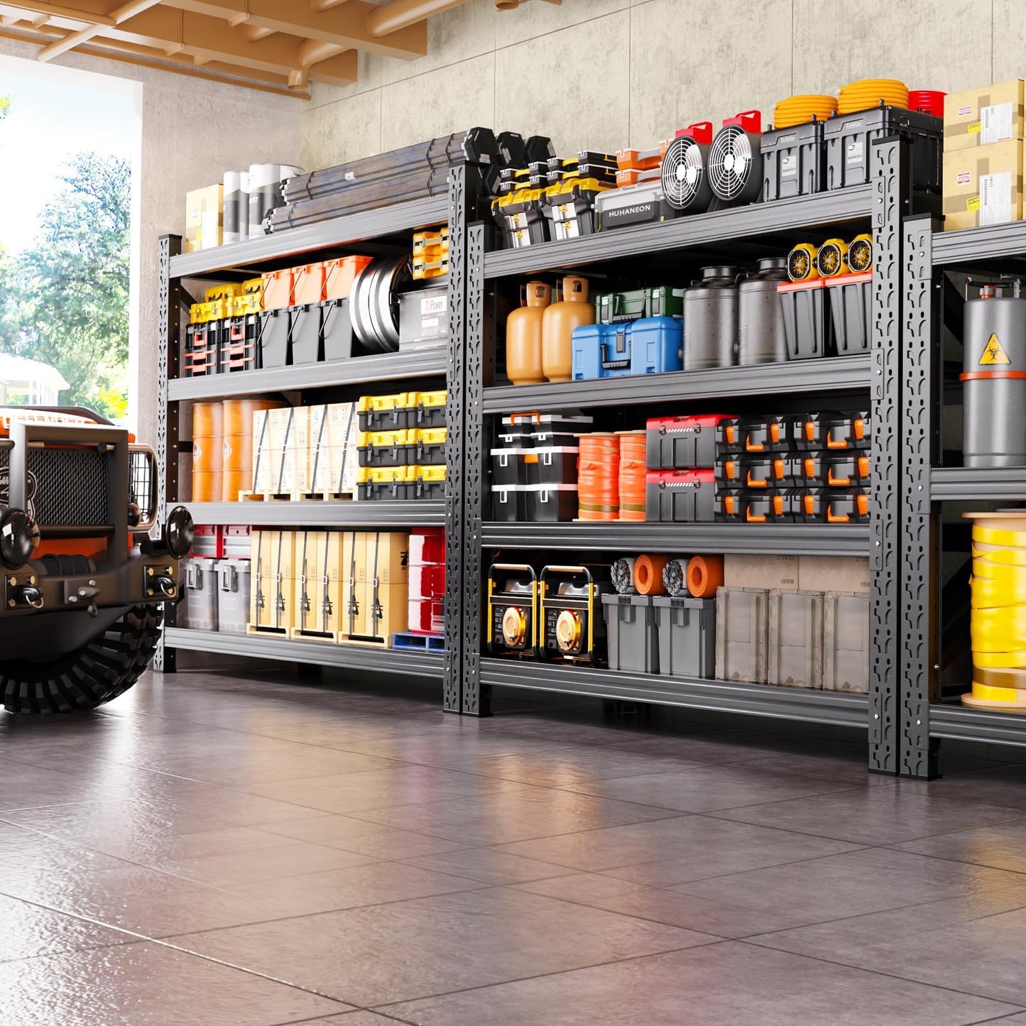 AXASIIO 79"W Heavy Duty Storage Shelves, 8000LBS Adjustable Garage Shelving Unit, Rust Proof Large Metal Storage Rack, 24"D x 79"W x 74"H Industrial Shelving for Warehouse, Basement, Shop, Supermarket
