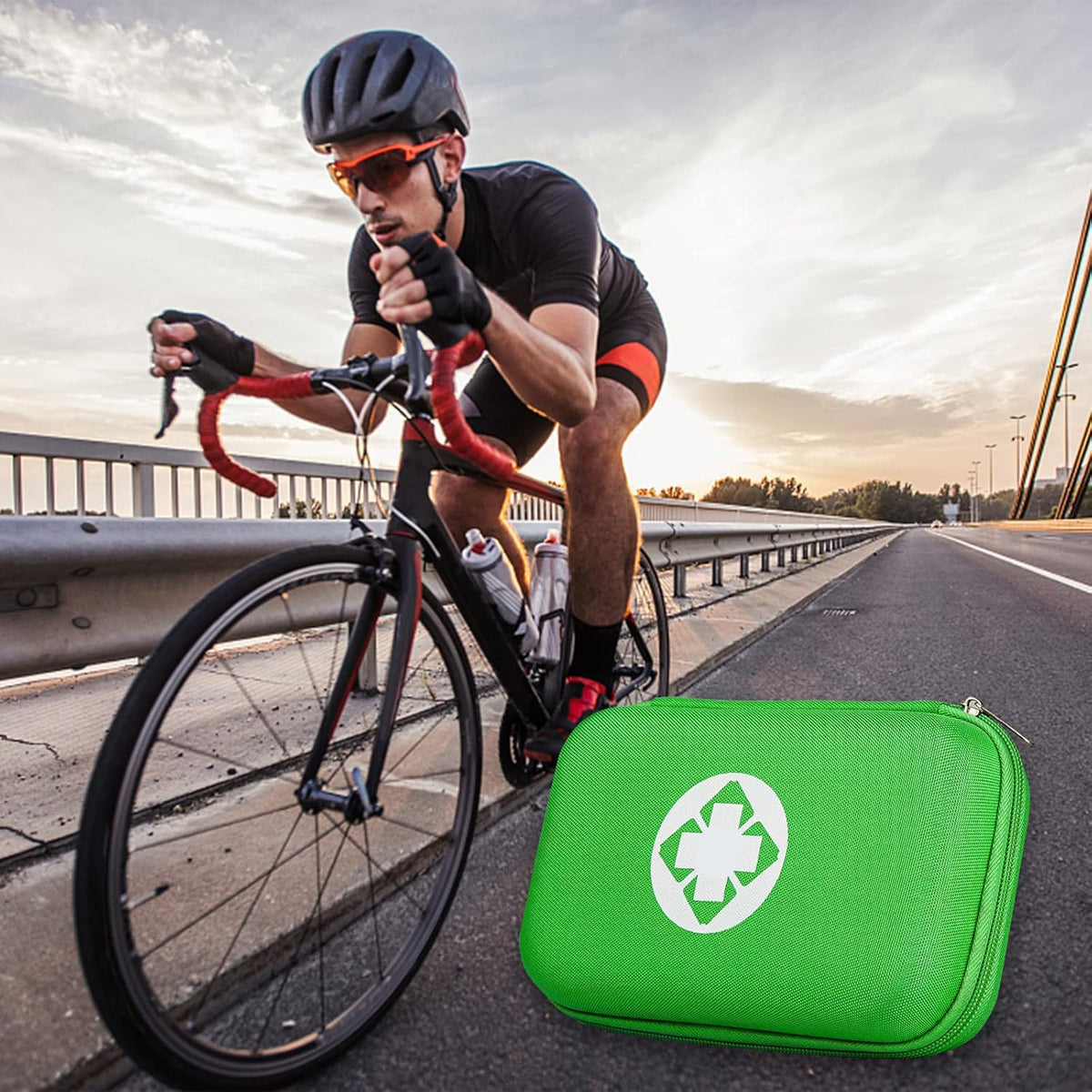 276 Car First Aid Kit for Business, Portable First Aid Kits Travel Szie Emergency Essentials Supplies for Outdoor Activities Skating Boating, Green AMORNING