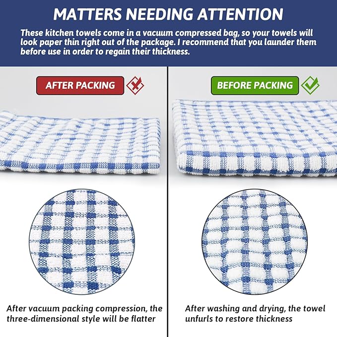 Nialnant 8 Pcs Kitchen Dish Rags, 100% Cotton Kitchen Towels Soft Absorbent