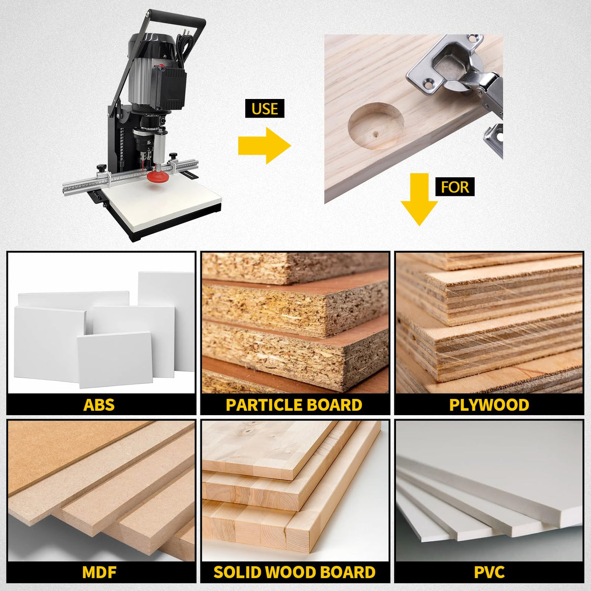 DVALLEY 1100W Hinge Drilling and Boring Machine,0-40mm 2880RPM Depth Pneumatic Portable Woodworking Hand-Held Hinge Drilling Machine,45-9.5 Desktop Drill Press for Drilling Tasks(110 Volt)