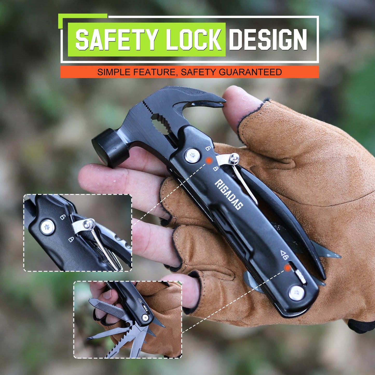 Gifts for Men - Birthday Gifts for Man, Dad, Husband, Mens Gift Ideas - Stocking Stuffers for Men, Mens Stocking Stuffers - Christmas Fathers Day Groomsmen Gift - Multitool Hammer for Camping, Hiking