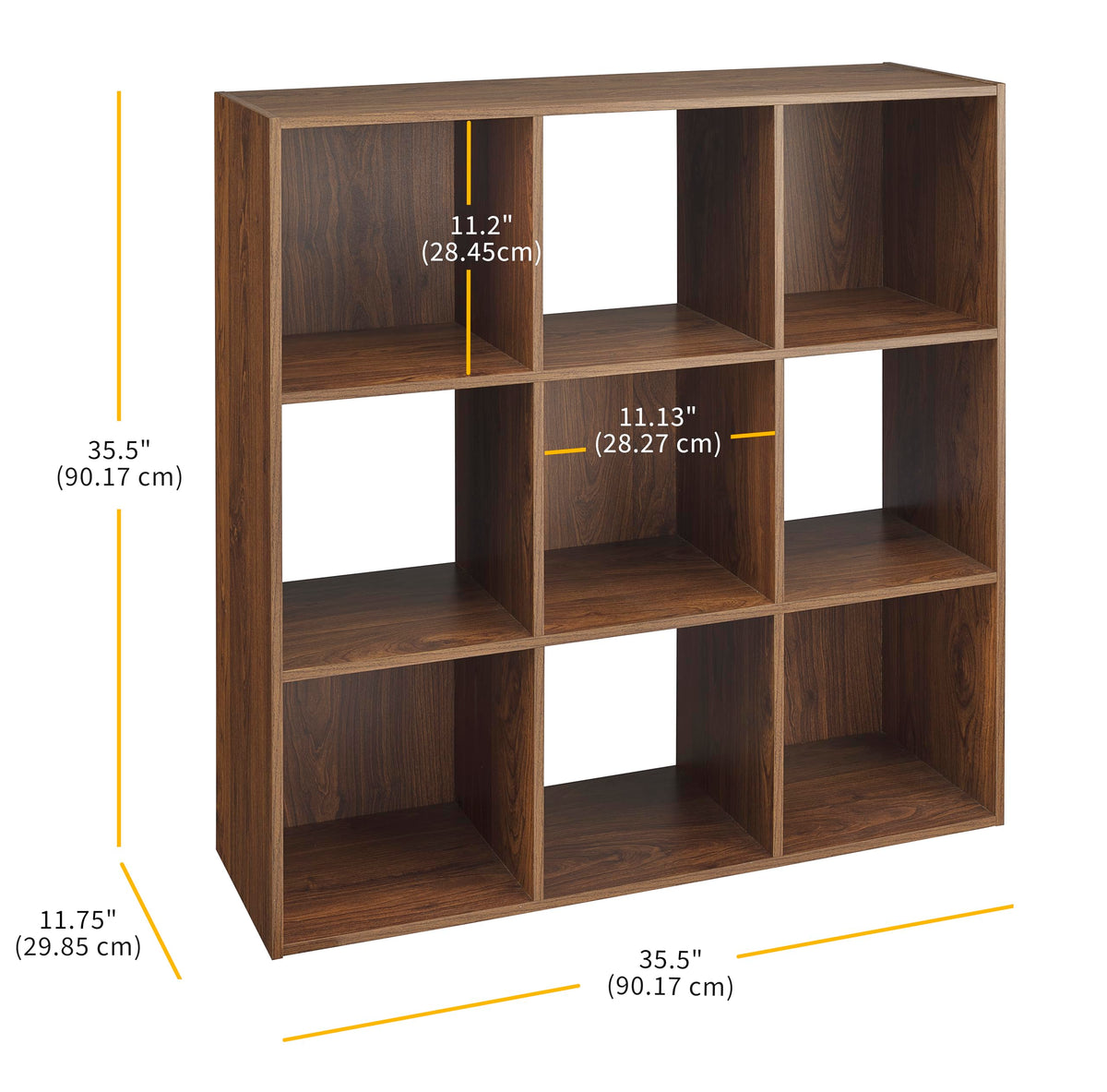 Whitmor 9 Cube Storage Organizer, Open Storage Display Bookshelf, Storage Cabinet for Living Room, Bedroom, Home, Office, Walnut