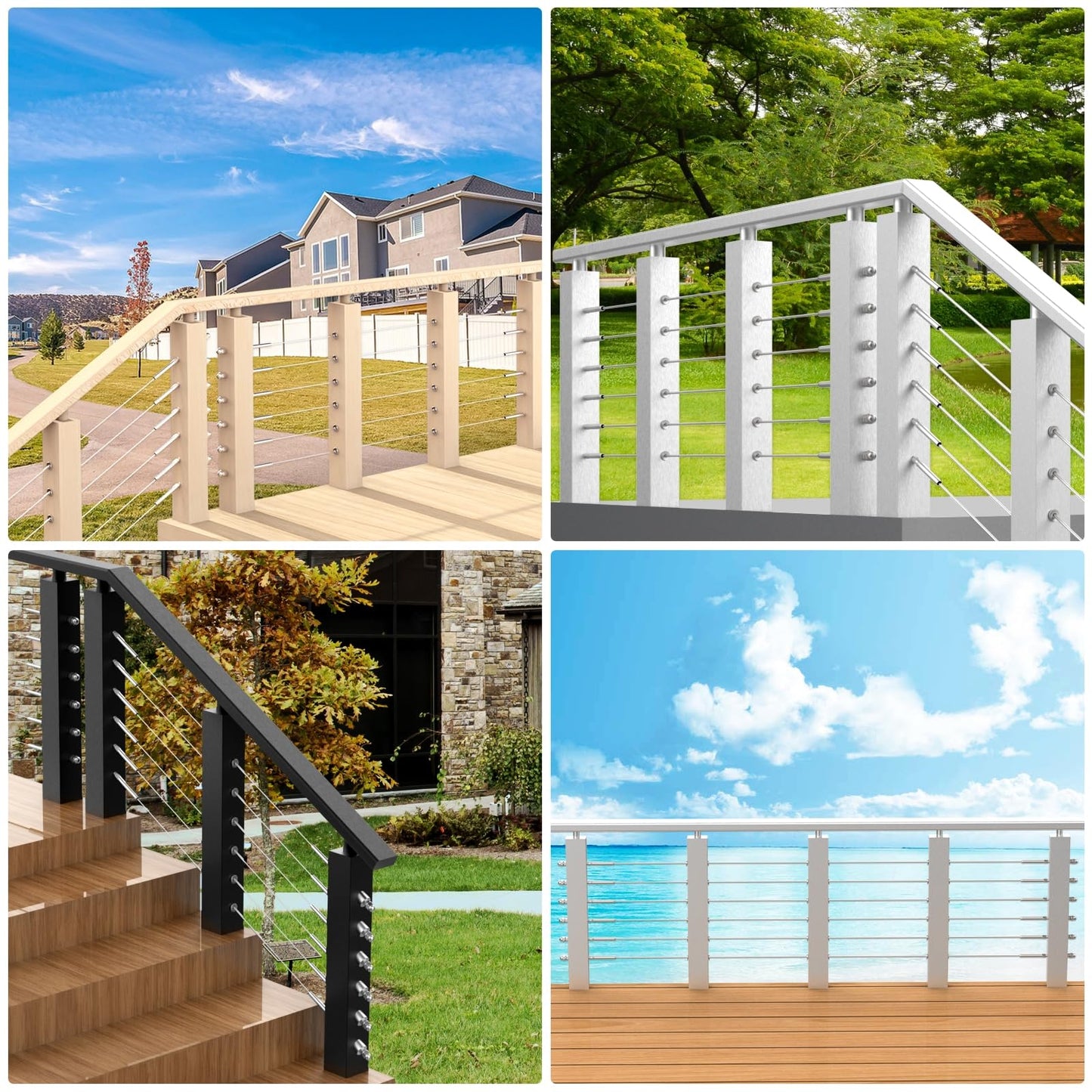 BLIKA 60 Pack 3/16" Invisible Cable Railing Kit, Stainless Steel Invisible Receiver and Swage Stud End, Cable Railing Tensioner 3/16" for 2"x2", 4"x4" Wood/Metal Posts, 3/16" Cable Railing Hardware