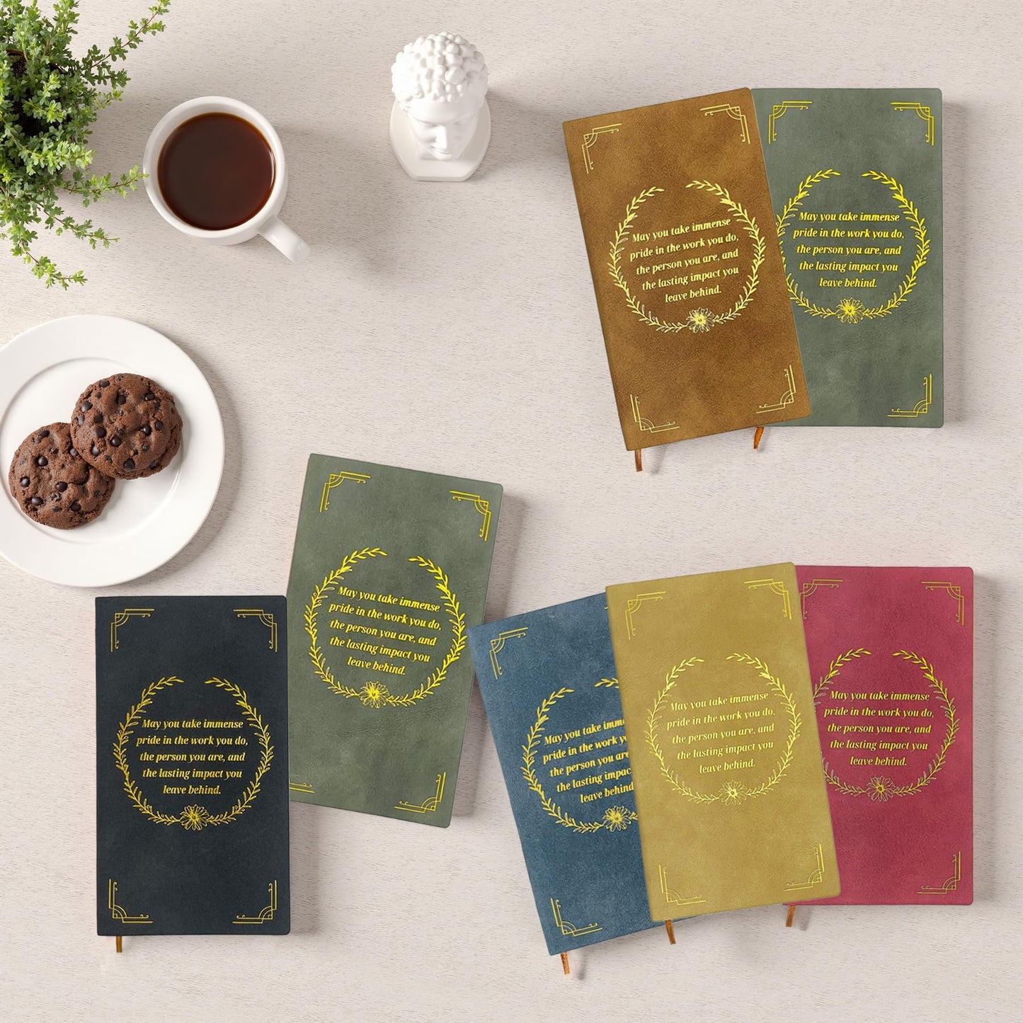 AltruPath 30 Sets Employee Appreciation Gift Set, A6 Faux Leather Notebook with Gold Foil Motivational Quote & Ergonomic Retractable Gel Pen, Ideal for Coworkers, Teachers & Volunteers