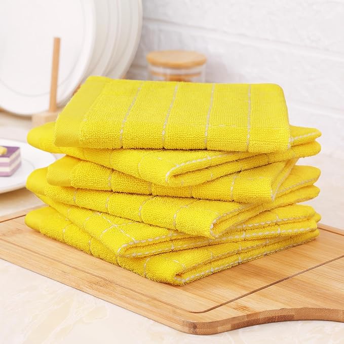 Homaxy 100% Cotton Terry Kitchen Towels, Checkered Designed, Soft and Super