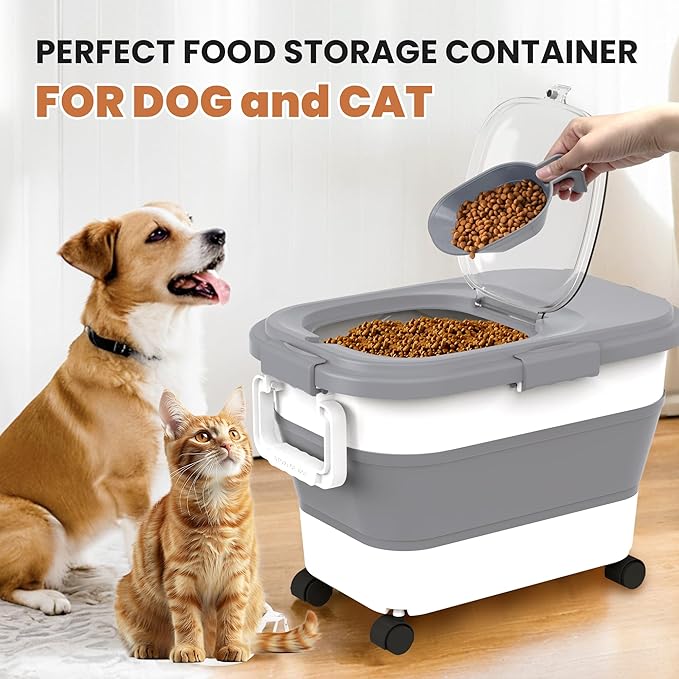 15-23 Lbs Airtight Dog Food Storage Container, Collapsible Dog Food Container