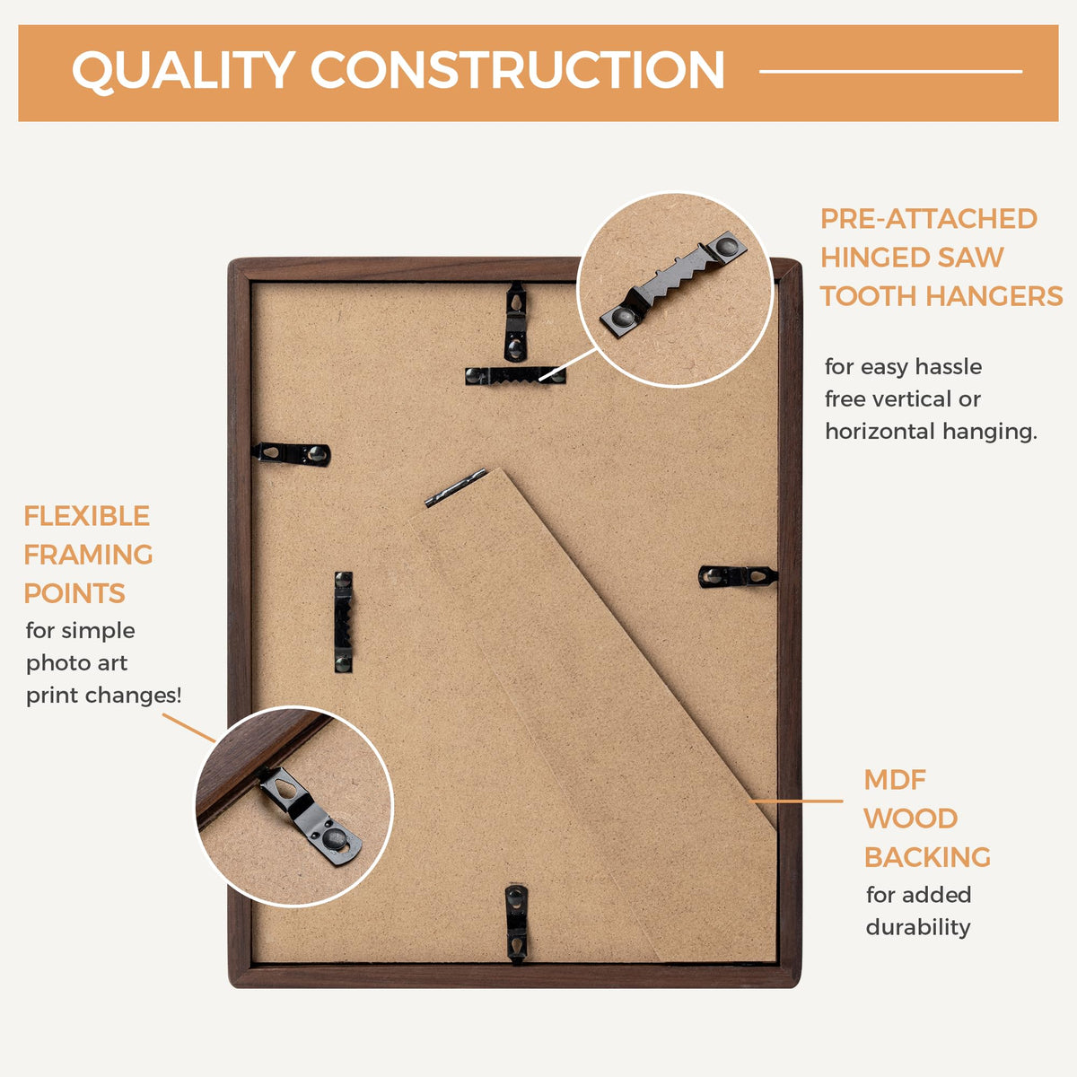 8.5x11 Walnut Picture Frame with Tempered Glass, Solid Walnut Wood Photo Frame with Mat for 6x8, 8.5 by 11 Picture Frame for Diploma, Natural Wooden Picture Frame for Home Decor Wall Mount or Table