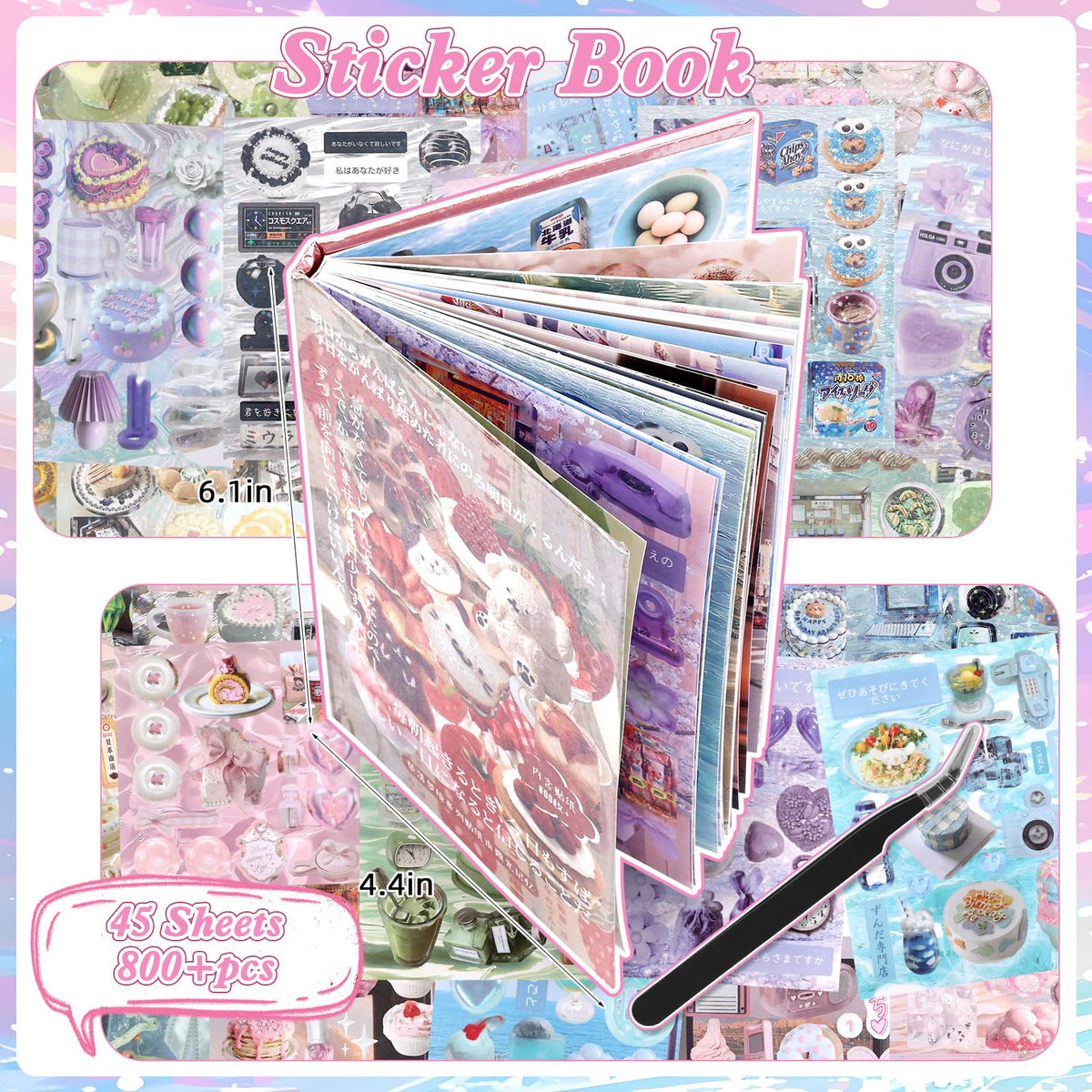 800Pcs Cute Scrapbook Stickers Travel Y2k Japanese Sticker Book for Adult Kawaii Korean Stickers for Journaling Heisei Retro Aesthetic Sticker Manga Style Decor for DIY Craft Junk Journal Gifts Memory
