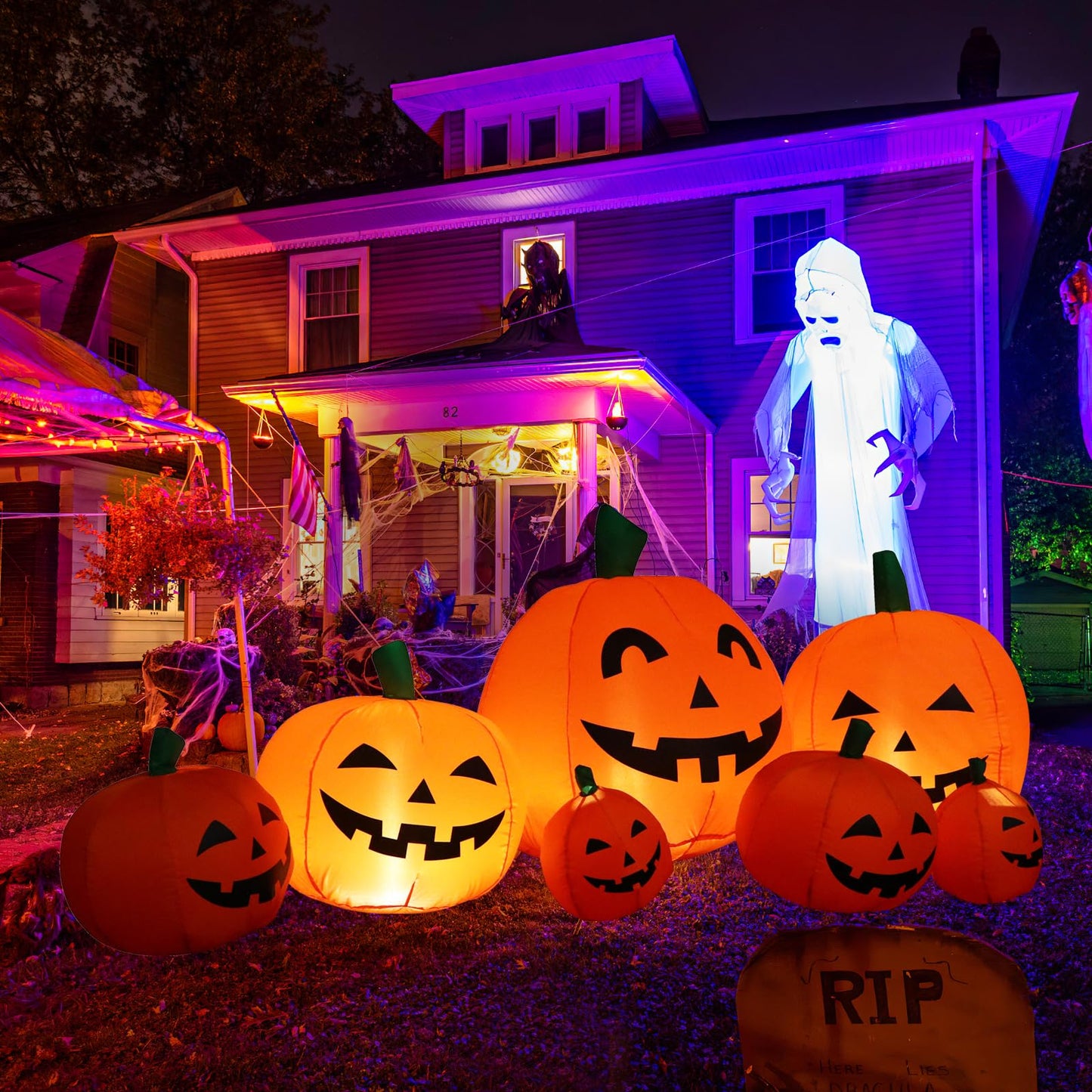 Sizonjoy 7 Ft Halloween Blow up Inflatable Pumpkin Decoration-Lighted Halloween Inflatable Pumpkin for Home Yard Garden Indoor and Outdoor Decoration