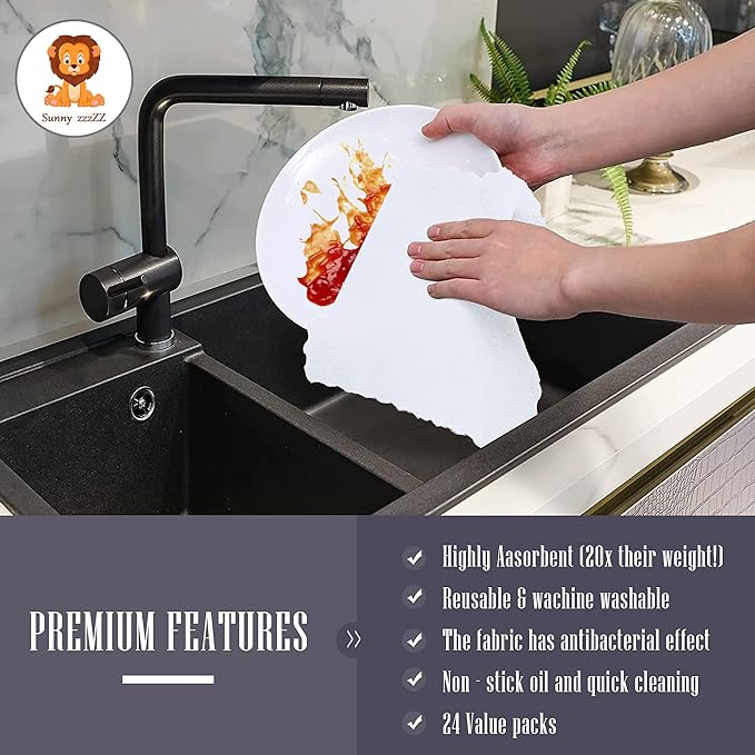 Sunny zzzZZ 24 Pack Kitchen Dishcloths