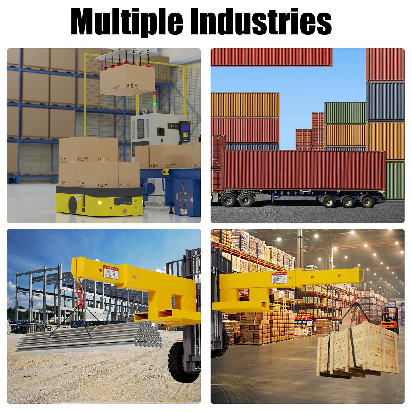 Yunphia Forklift Jib Boom Crane, 5500LB Heavy Duty Steel with Adjustable Boom Length & Rust-Resistant Coating, Industrial Mobile Hoist for Warehouse & Factory