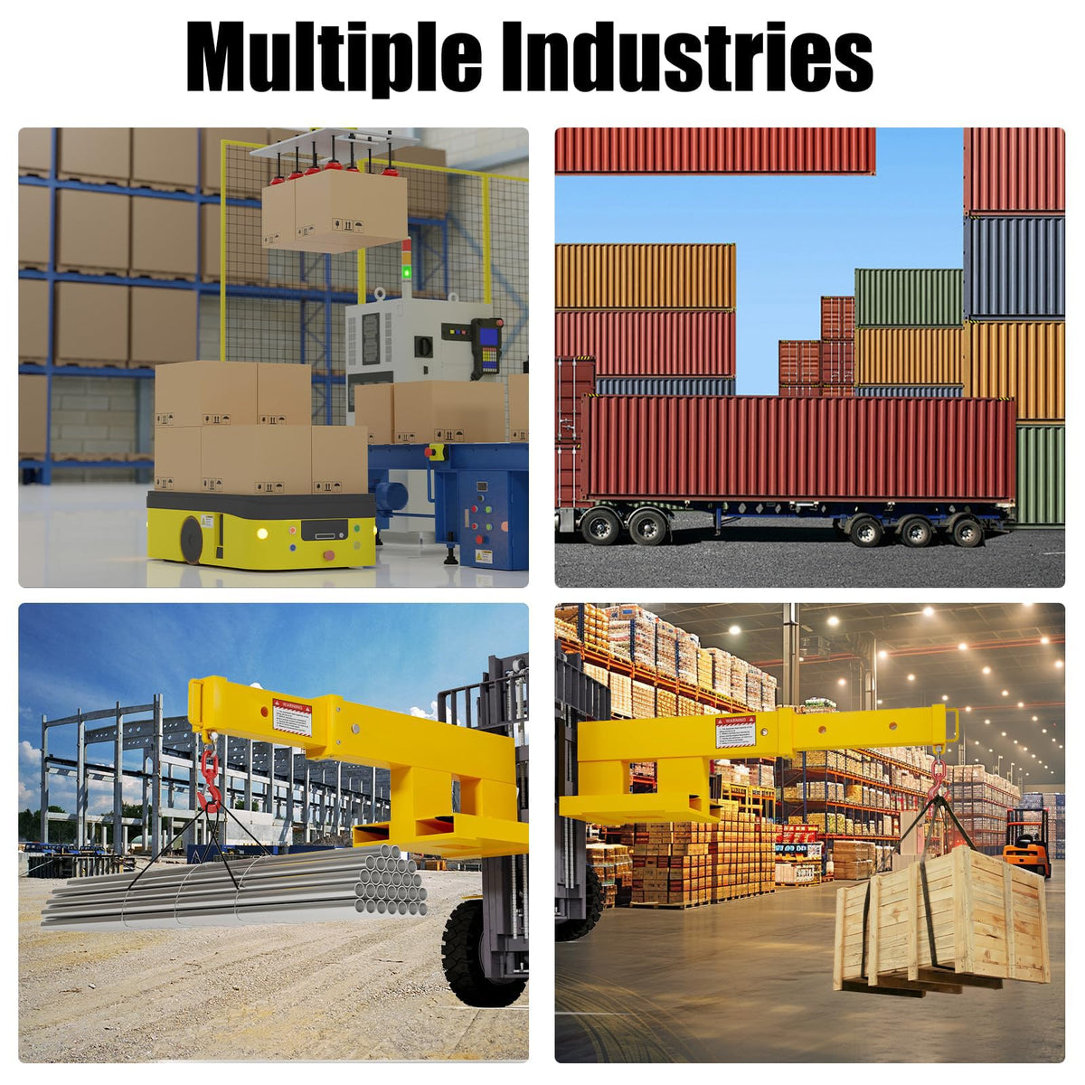 Yunphia Forklift Jib Boom Crane, 5500LB Heavy Duty Steel with Adjustable Boom Length & Rust-Resistant Coating, Industrial Mobile Hoist for Warehouse & Factory