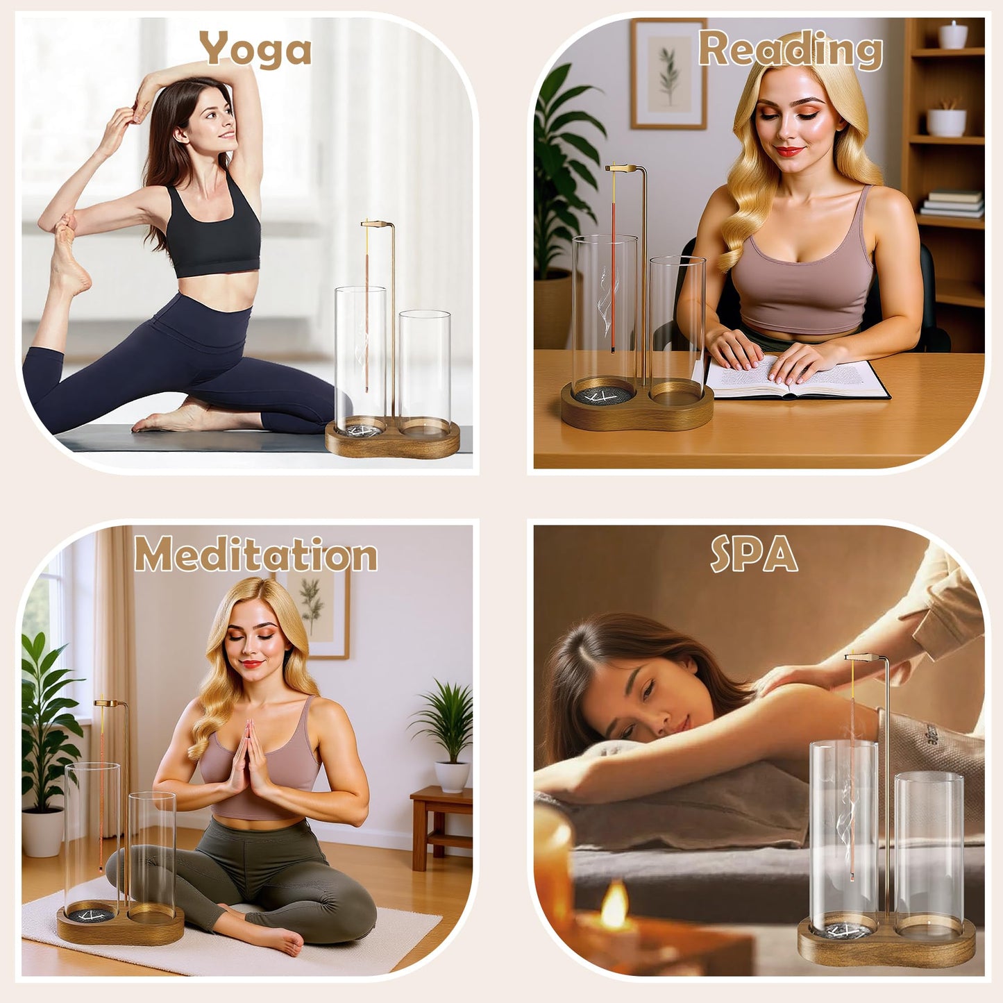 MKLZ 2 in 1 Incense Holder for Sticks with Glass Ash Catcher, Anti-Ash Flying Upside Down Insence Stick Burner, Modern Vertical Inscents-Sticks Holder for Yoga Spa Meditation Home Decor