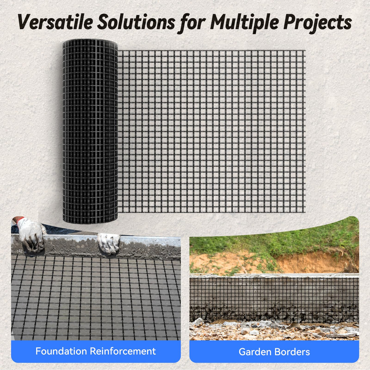 DRKSBesto 3ft x 65ft Bi-Directional Fiberglass Geogrid for Retaining Wall with 50kN tensile Strength. Ideal for Driveway, Slope Reinforcement, Landscaping, terraces, and Parking Lots.
