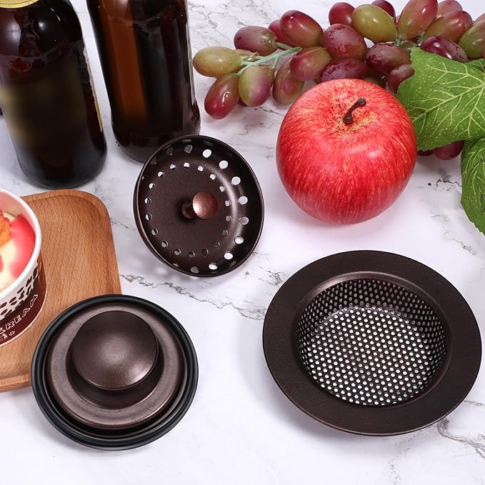 Mudder 3 Pcs Kitchen Sink Drain Strainer and Stopper Stainless Steel Garbage