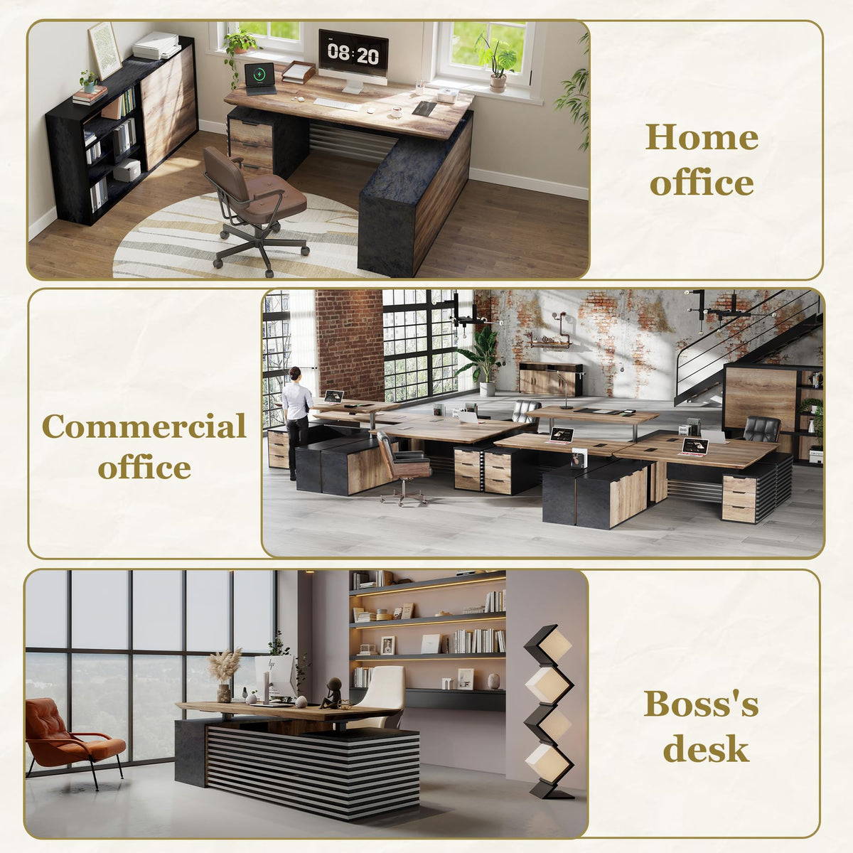 Electric Height Adjustable Executive Desk, Luxury L-Shaped Office Desk with Storage Cabinet & Charging Station, Solid Thickened Desktop, 70" Modern CEO Workstation for Home Office & Corporate Office