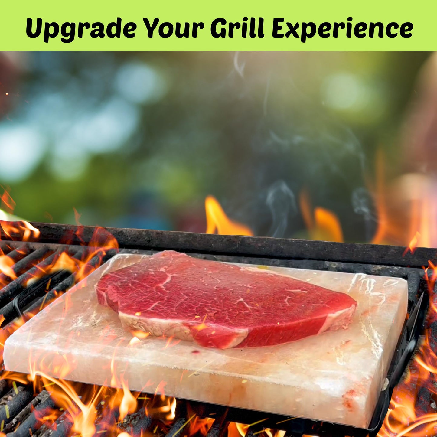 POHS Himalayan Salt Block Cooking Plate 12x8x1.5 for Cooking, Grilling, Cutting and Serving, with Metal Tray & Recipe Booklet Unique Gifts for Men, Women, Chefs & Cooks