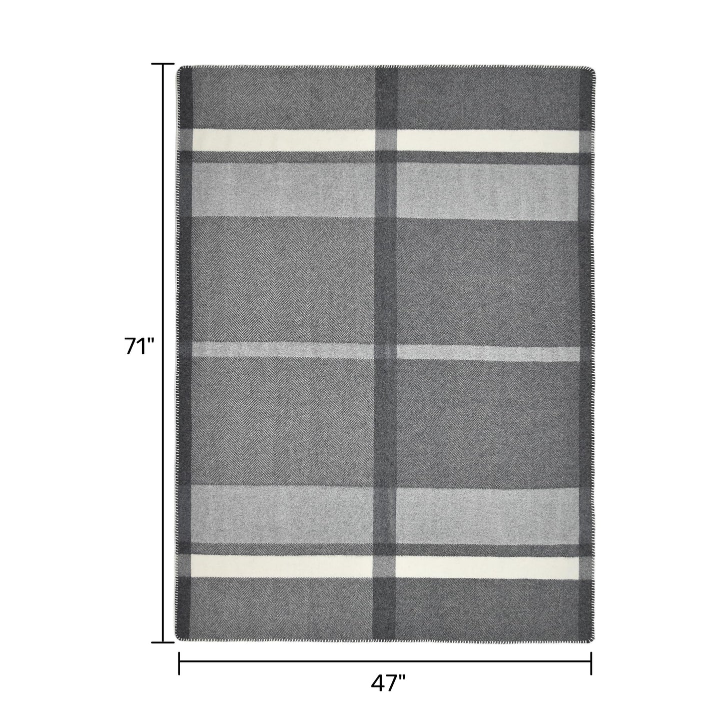 100% Wool Checkered Print Throw Blanket 71 x 47 Inches, Soft Breathable Cozy Blanket Decorative Throw Blanket for Couch Home Bedroom Reading Chair Decor, Charcoal Grey White